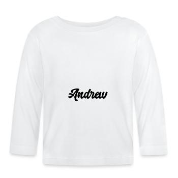 Andrew Custom Text Nom d’anniversaire - T-shirt manches longues bio Bébé - blanc - Devant
