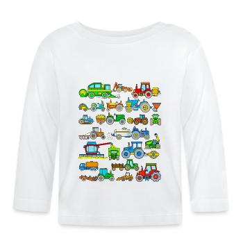 Tracteurs - T-shirt manches longues bio Bébé - blanc - Devant