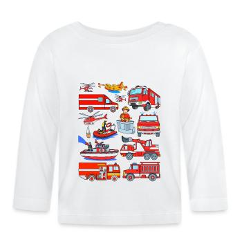 Enfants pompiers - T-shirt manches longues bio Bébé - blanc - Devant