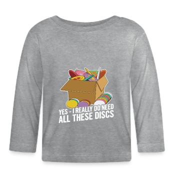 Discgolf Spruch für einen Discgolf Spieler - Baby Bio-Langarmshirt - Grau meliert - Vorne