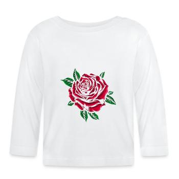Rosen-Motiv Rote Rose Blumen Valentinstag - Baby Bio-Langarmshirt - Weiß - Vorne