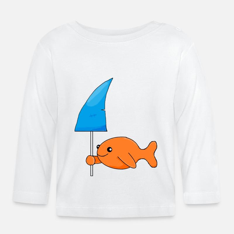 Goldfisch mit Haiflosse - Baby Bio-Langarmshirt - Weiß