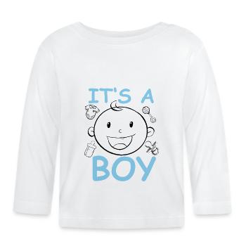 It's a Boy Gender Reveal Boy Birth Sex - Organic Baby Long Sleeve T-Shirt - white - Front