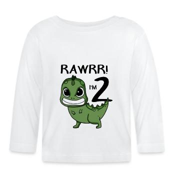 2. Geburtstag - 2 Jahre alt - Ich bin 2 - Baby Bio-Langarmshirt - Weiß - Vorne