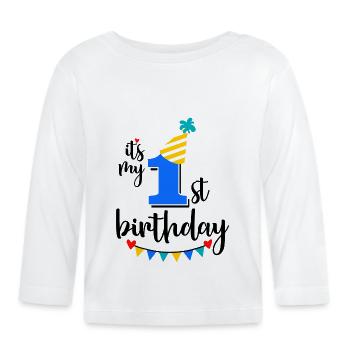 C’est mon 1er premier anniversaire T-Shirt Enfants Enfants - T-shirt manches longues bio Bébé - blanc - Devant