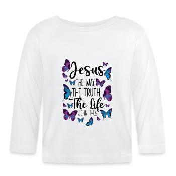 Citation de verset biblique chrétien - T-shirt manches longues bio Bébé - blanc - Devant
