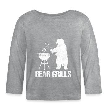 Bear Grills - Bear Grills - Bear grilling or BBQ barbecue - Organic Baby Long Sleeve T-Shirt - heather grey - Front