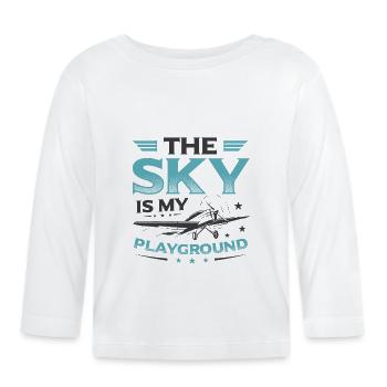 Le ciel est mon terrain de jeu Pilote d’avion miniature - T-shirt manches longues bio Bébé - blanc - Devant