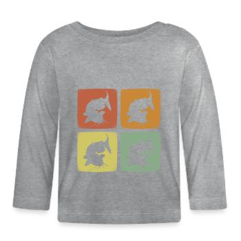 Vintage Wels Retro Fisch Wassertier - Baby Bio-Langarmshirt - Grau meliert - Vorne