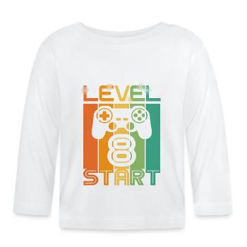 8. Geburtstag Level 8 Start Video Game Design - Baby Bio-Langarmshirt - Weiß - Vorne