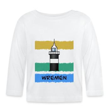 Leuchtturm kleiner Preuße Wremen - Baby Bio-Langarmshirt - Weiß - Vorne