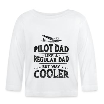 Pilote d’avion Papa Père Vintage - T-shirt manches longues bio Bébé - blanc - Devant