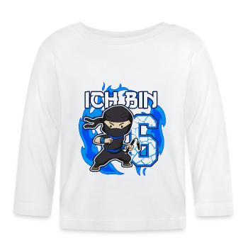 6. Geburtstag kleiner Ninja Junge 6 Jahre alt - Baby Bio-Langarmshirt - Weiß - Vorne