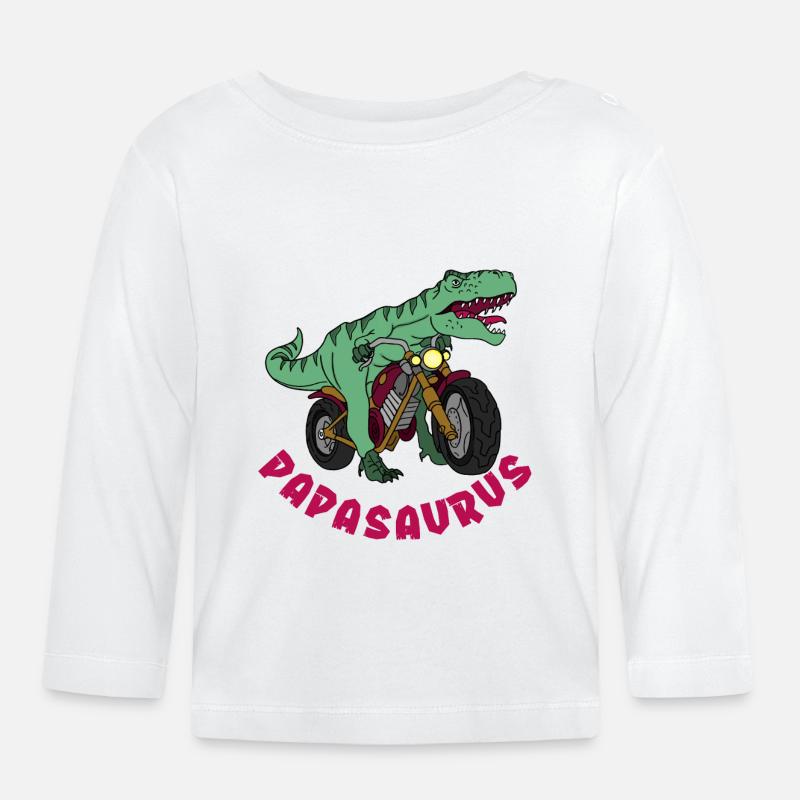 Papasaurus - Baby Bio-Langarmshirt - Weiß