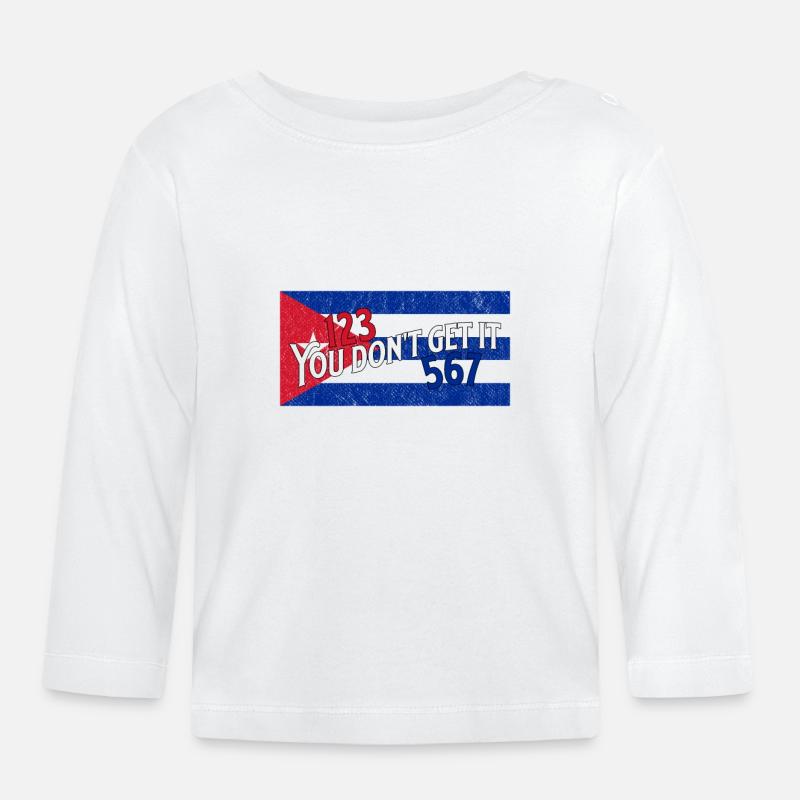 Salsa 123 567 Drapeau de Cuba - T-shirt manches longues bio Bébé - blanc