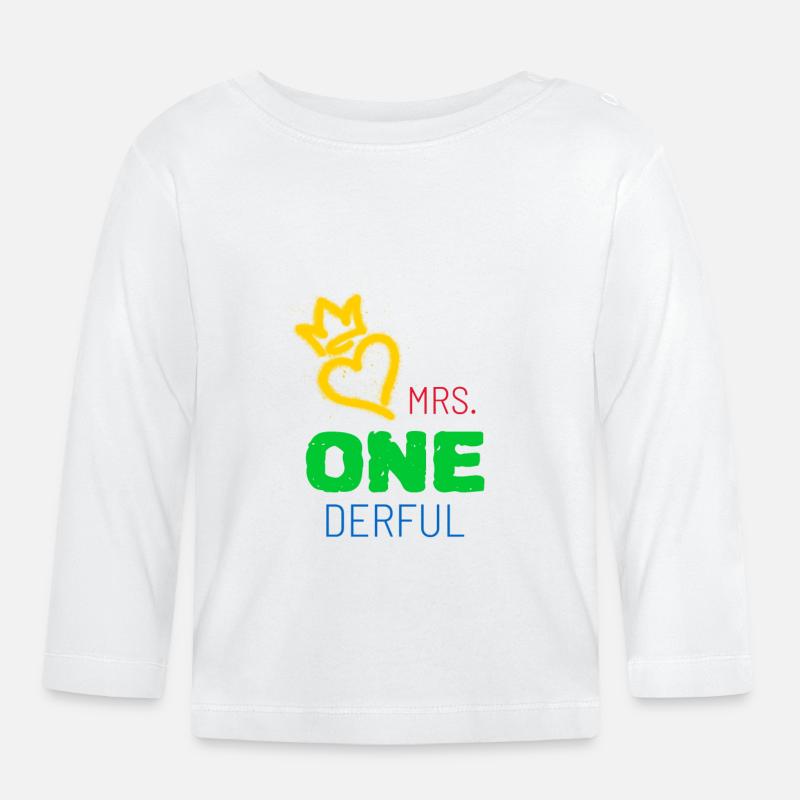 Erster Geburtstag Mädchen - Baby Bio-Langarmshirt - Weiß