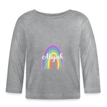 ALIYAH Rainbow Cursive - Organic Baby Long Sleeve T-Shirt - heather grey - Front