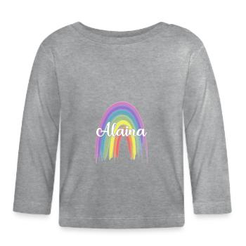 ALAINA Arc-en-ciel Cursive - T-shirt manches longues bio Bébé - gris chiné - Devant