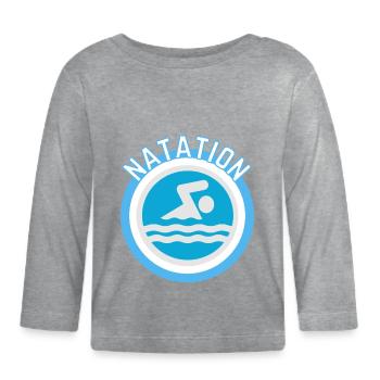natation piscine - T-shirt manches longues bio Bébé - gris chiné - Devant