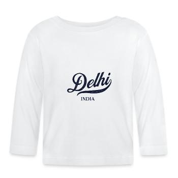 Retro India Stadt - Vintage Delhi - Baby Bio-Langarmshirt - Weiß - Vorne