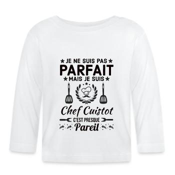 Pas Parfait mais chef CUISTOT 1 - T-shirt manches longues bio Bébé - blanc - Devant