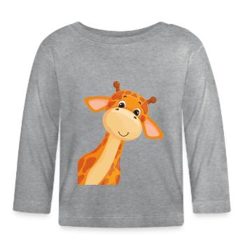 girafe - T-shirt manches longues bio Bébé - gris chiné - Devant