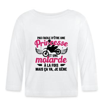Princesse Et Motarde À La Fois Idée Cadeau Moto - T-shirt manches longues bio Bébé - blanc - Devant