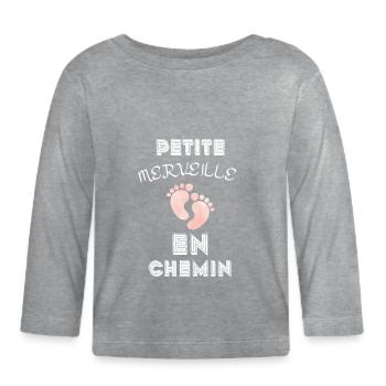 Petite merveille en chemin - T-shirt manches longues bio Bébé - gris chiné - Devant