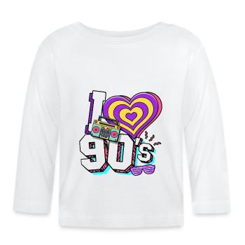 Jaren 90 I Love 90s - Bio-shirt met lange mouwen voor baby’s - wit - Voor