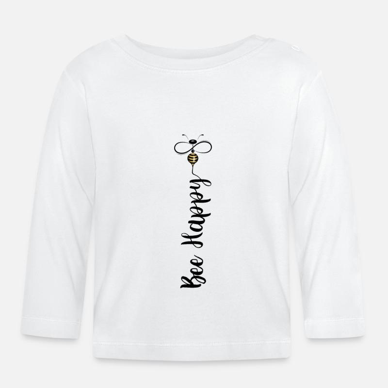 Bee Happy - Baby Bio-Langarmshirt - Weiß