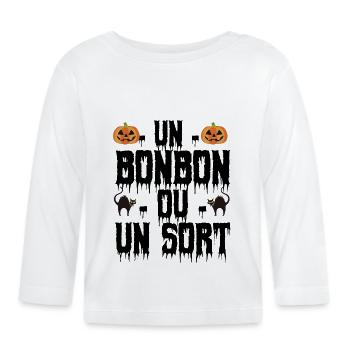 un bonbon ou un sort - T-shirt manches longues bio Bébé - blanc - Devant