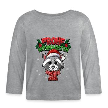 Frohe Weihnachten - Baby Bio-Langarmshirt - Grau meliert - Vorne