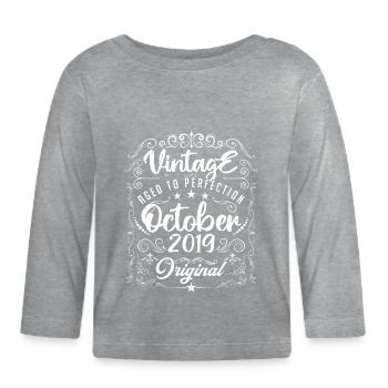 Vintage BORN IN OCTOBER 2019. - Organic Baby Long Sleeve T-Shirt - heather grey - Front