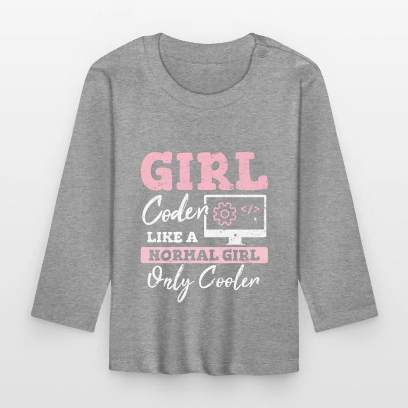 Funny Girl Coder Computer Programming Code Web Dev Baby Bio-Langarmshirt