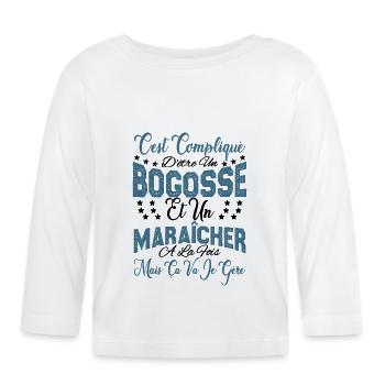 c'est compliqué d'être un Bogosse et un Maraicher. - T-shirt manches longues bio Bébé - blanc - Devant