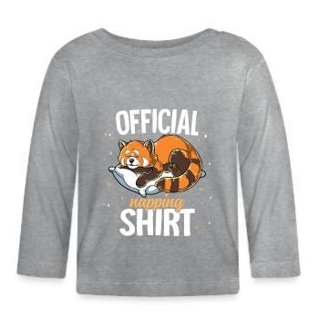 Panda rouge endormi Sieste officielle - T-shirt manches longues bio Bébé - gris chiné - Devant