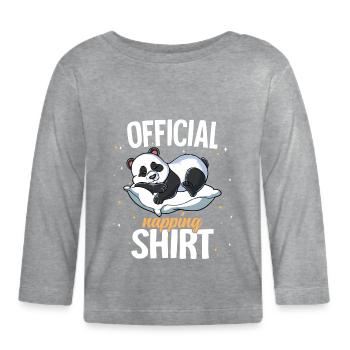 Panda endormi Sieste officielle - T-shirt manches longues bio Bébé - gris chiné - Devant