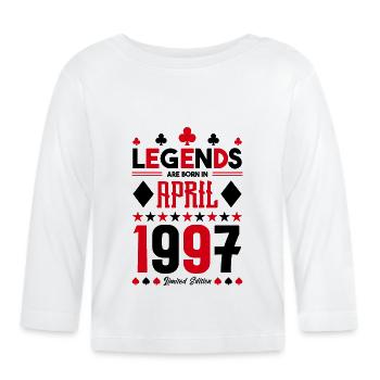 Geburtstagsgeschenk April 1997. Kartenspiele. - Baby Bio-Langarmshirt - Weiß - Vorne