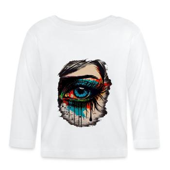 Psychedelic eye with colorful airbrush details - Organic Baby Long Sleeve T-Shirt - white - Front
