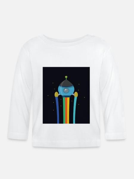 RAUMSCHIFF KINDERDESIGN - Baby Bio-Langarmshirt - Weiß