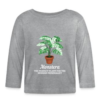 Monstera Modern Minimalist - Organic Baby Long Sleeve T-Shirt - heather grey - Front