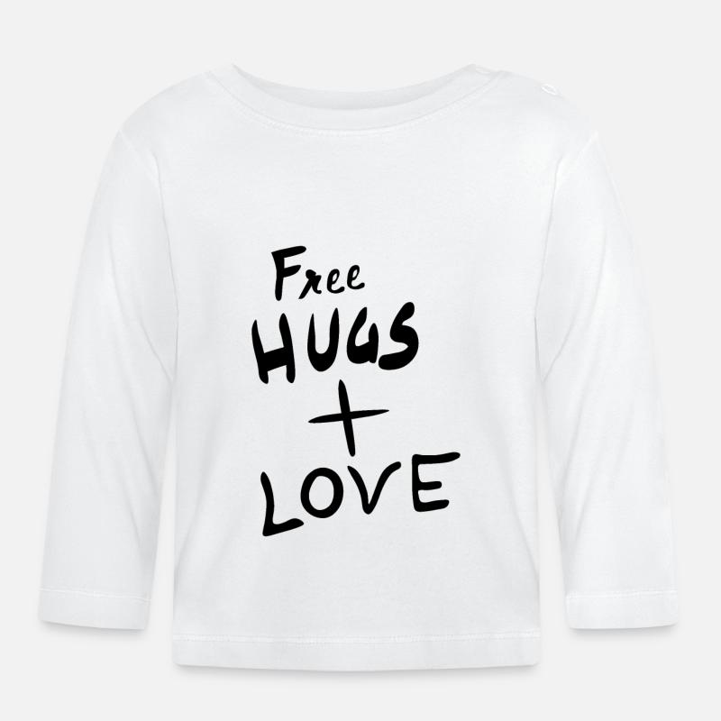 Câlins gratuits plus amour - T-shirt manches longues bio Bébé - blanc