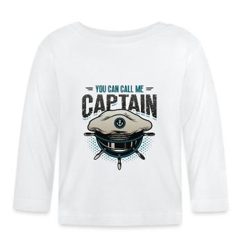 Vous pouvez m’appeler capitaine, batelier - T-shirt manches longues bio Bébé - blanc - Devant
