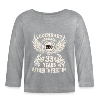 33 Jahre Geburtstag Ehrentag Wiegenfest Sprüche - Baby Bio-Langarmshirt - Grau meliert - Vorne