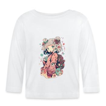 Pastell Kawaii Anime Mädchen für Manga-Freaks - Baby Bio-Langarmshirt - Weiß - Vorne