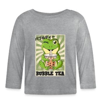 Boba Tea Grenouille Bubble Thé - T-shirt manches longues bio Bébé - gris chiné - Devant