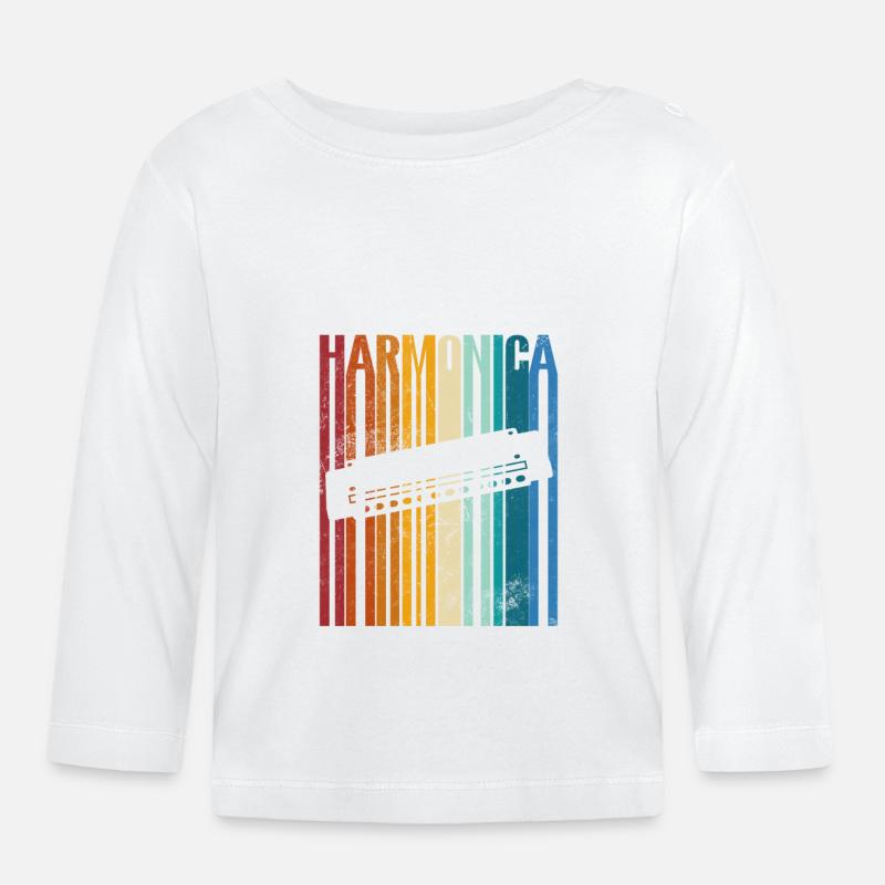 Harmonica Retro - Baby Bio-Langarmshirt - Weiß