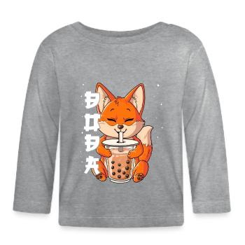 Boba Tea Fox Bubble Tea - T-shirt manches longues bio Bébé - gris chiné - Devant