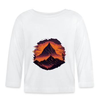 Retro Pixel Mountains - Organic Baby Long Sleeve T-Shirt - white - Front