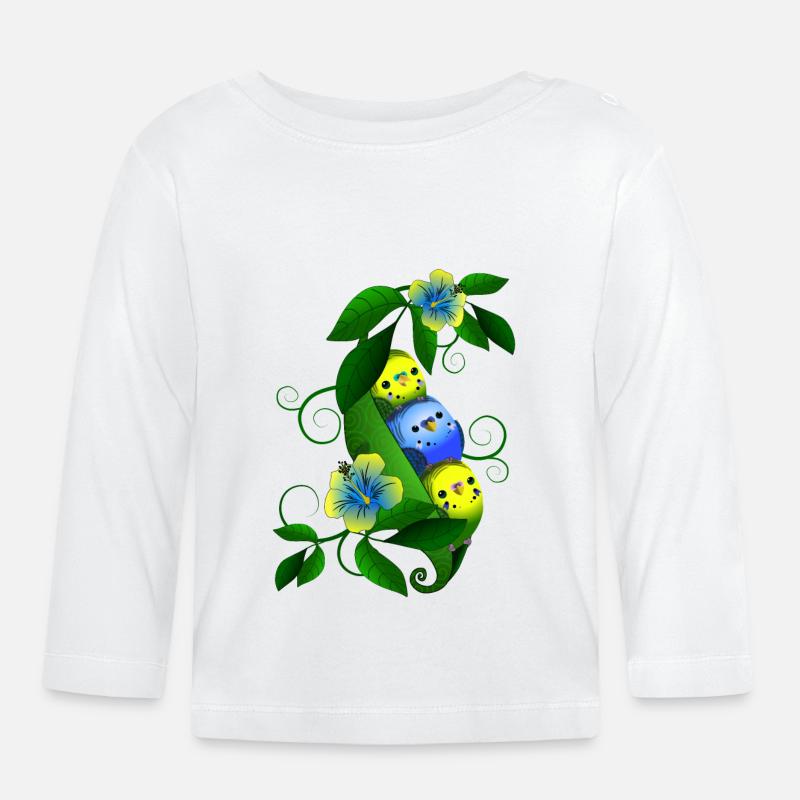 Perruche dans le pois - T-shirt manches longues bio Bébé - blanc